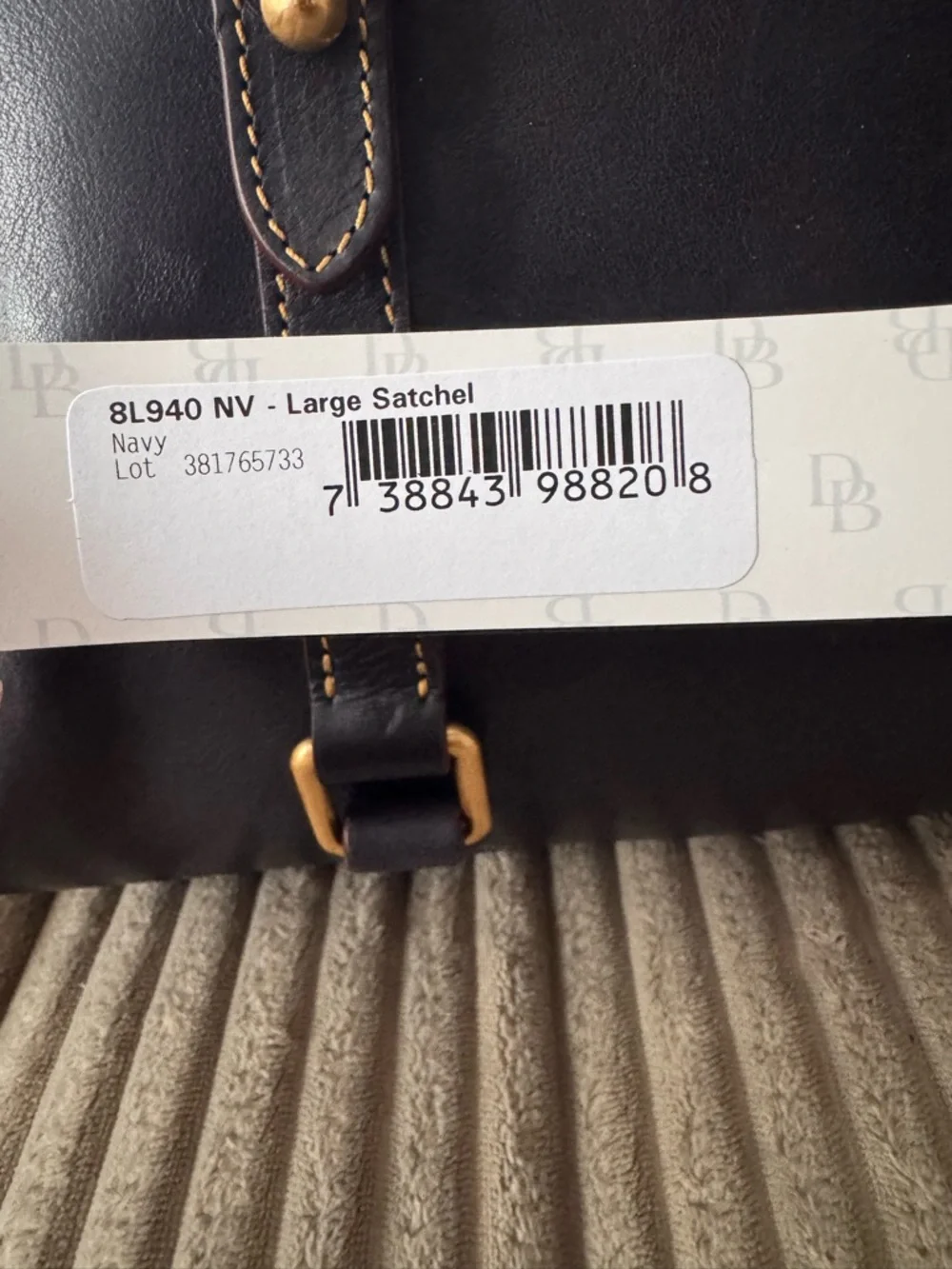 Dooney & Bourke Florentine Navy Leather Satchel with Gold Hardware - Picture 5 of 6